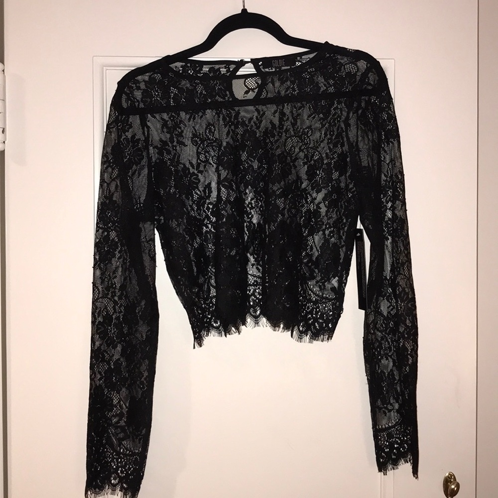 Black Lace Sheer Crop Top